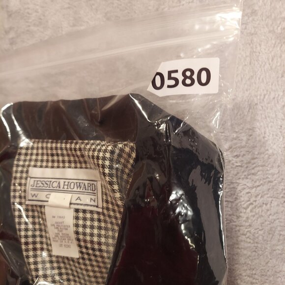 Jessica Howard Blazer Womens 14W black white plaid velvet collar buttons career - Picture 12 of 12